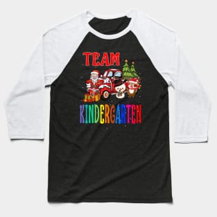 Team Kindergarten Santa And Reindeer Christmas Baseball T-Shirt